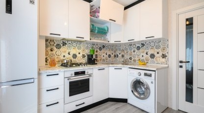 Bucătărie MODERNĂ, de colț, în nuanță - albă Bucătarii moderne