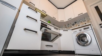 Bucătărie MODERNĂ, de colț, în nuanță - albă Bucătarii moderne