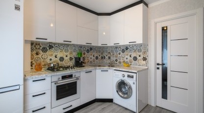 Bucătărie MODERNĂ, de colț, în nuanță - albă Bucătarii moderne